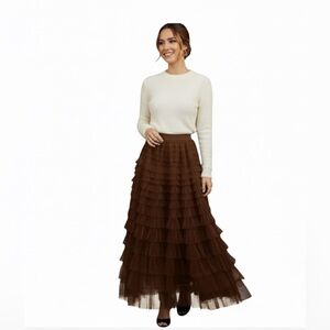 NWT Chocolate Brown Tulle Skirt- Fully Lined